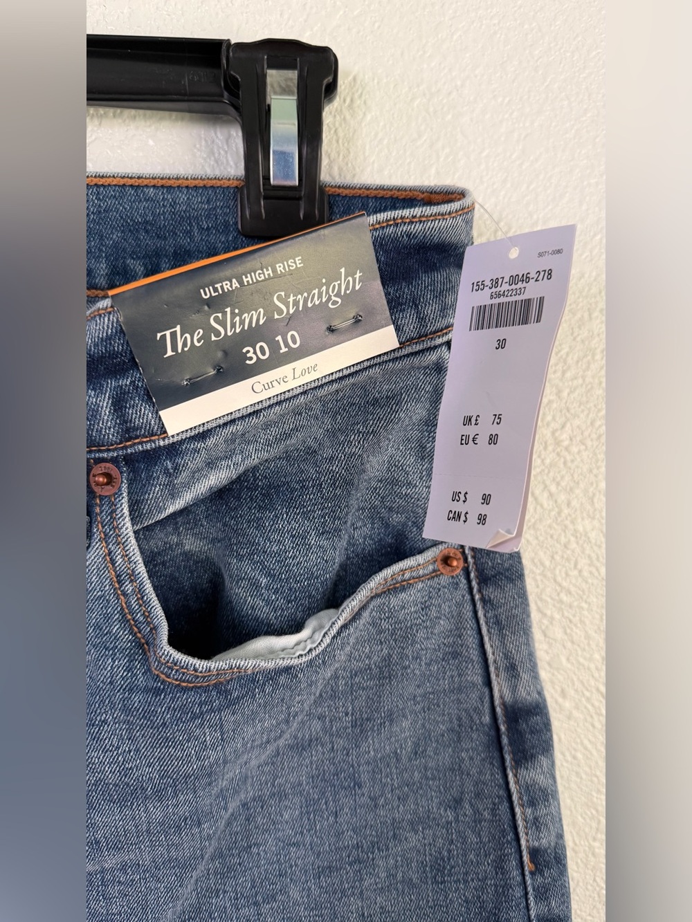 NWT Abercrombie Curve Love Ultra High Rise Slim Straight Jeans Size 30 - Picture 5 of 7